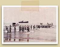 Floating ashore the supplies to Leyte